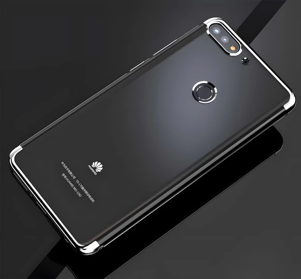 Huawei Y7 2018 Kılıf Dört Köşeli Lazer Silikon Kılıf