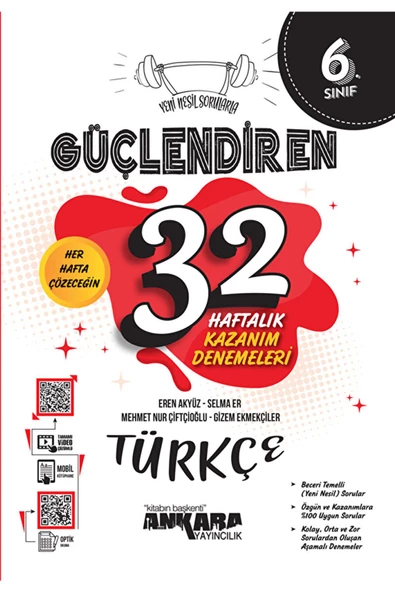 6. Sınıf Güçlendiren 32 Haftalık Türkçe Kazanım Denemeleri / Ankara Yayıncılık / 9786258149876