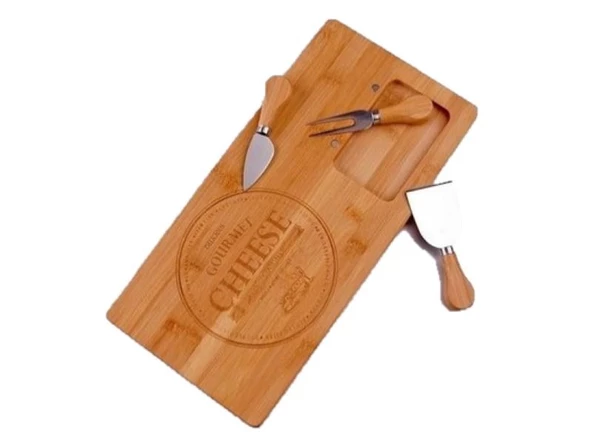 3B Trend Bambu 4 Parça Peynir Sunum Tahtası Seti - 2