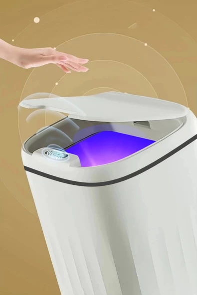 Tilbe Home Akıllı Teknolojik Sensörlü Çöp Kovası Banyo Mutfak Ofis 20L UV Işık Antibakteriyel Koku Geçirmez - 3