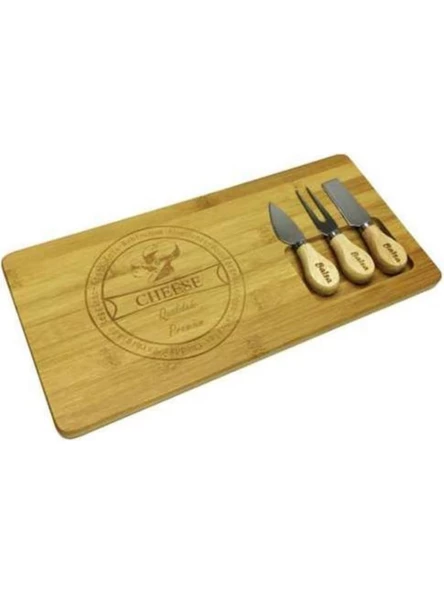3B Trend Bambu 4 Parça Peynir Sunum Tahtası Seti - 4