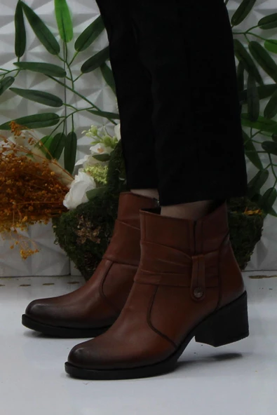 Mehmet Mete 42806 Taba Orijinal Hakiki Deri İçi Kürklü Kaymaz Taban Kadın Bot - Resim 3