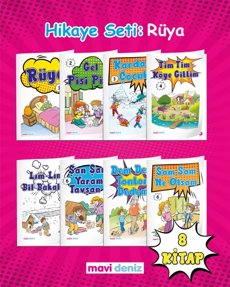 Mavi Deniz 1. Sınıf Rüya Hikaye Seti 8 Kitap 2024