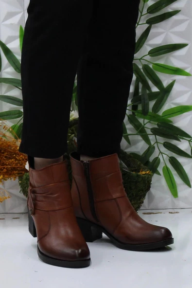 Mehmet Mete 42806 Taba Orijinal Hakiki Deri İçi Kürklü Kaymaz Taban Kadın Bot - Resim 2