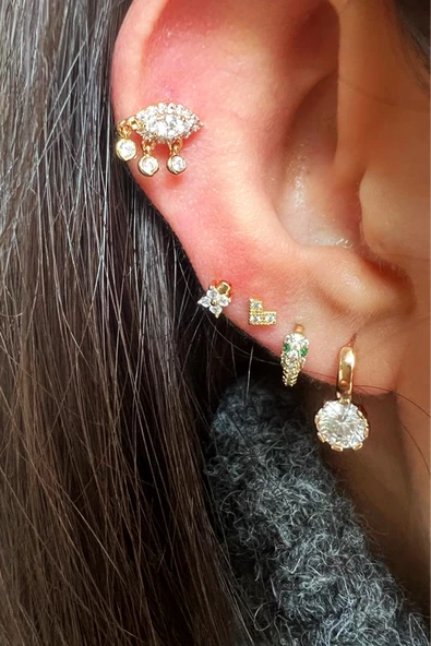 MİNİ HALKALI TEK TAŞ KÜPE - Resim 8