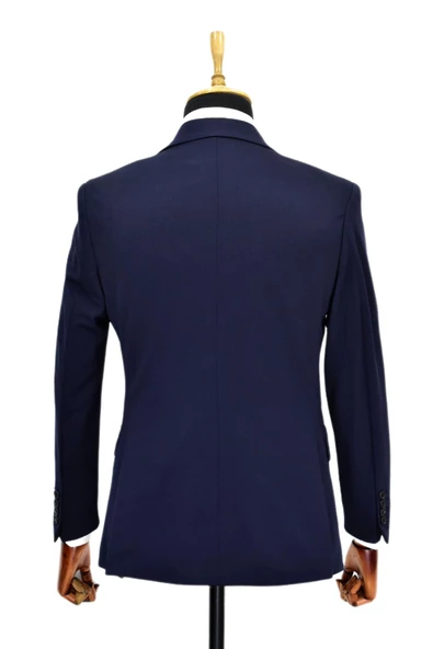 Erkek Lacivert Tek Spor Ceket Çift Yırtmaçlı BGL-ST03974 - 6