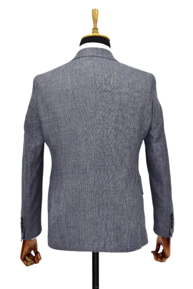 Erkek Lacivert Tek Spor Ceket Çift Yırtmaçlı BGL-ST03979 - Resim 6