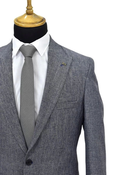 Erkek Lacivert Tek Spor Ceket Çift Yırtmaçlı BGL-ST03979 - Resim 5