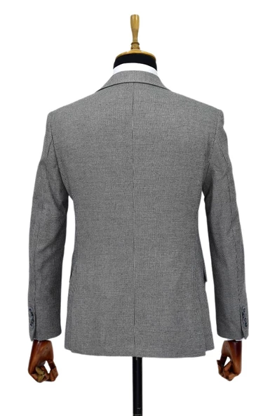 Erkek Gri Tek Spor Ceket Çift Yırtmaçlı BGL-ST03981 - Resim 6