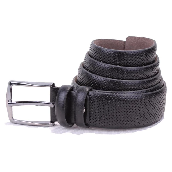 Dagoster DMK26-303 Siyah 3,5 cm Suni Deri Erkek Kemer - Resim 3