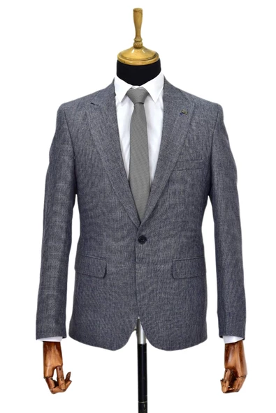 Erkek Lacivert Tek Spor Ceket Çift Yırtmaçlı BGL-ST03979 - Resim 2