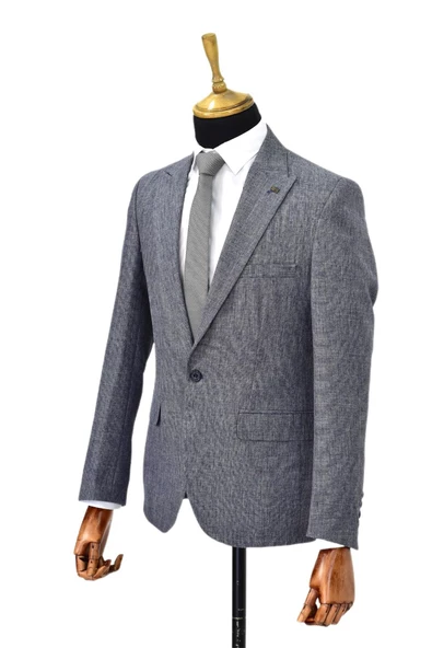 Erkek Lacivert Tek Spor Ceket Çift Yırtmaçlı BGL-ST03979 - Resim 4