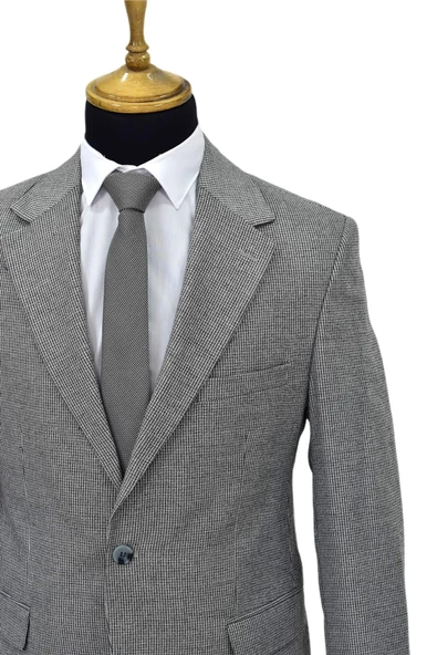 Erkek Gri Tek Spor Ceket Çift Yırtmaçlı BGL-ST03981 - Resim 5