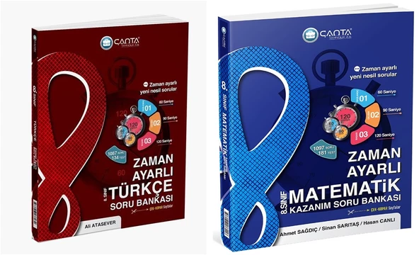 Çanta 2025 8. Sınıf Lgs Matematik + Türkçe Zaman Ayarlı Kazanım Soru Bankası Seti 2 Kitap