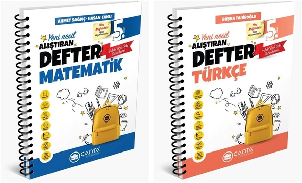 Çanta 2025 5. Sınıf Matematik + Türkçe Alıştıran Defter Seti 2 Kitap