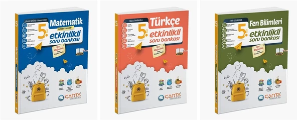 Çanta 2025 5. Sınıf Matematik + Türkçe + Fen Etkinlikli Kazanım Soru Seti 3 Kitap
