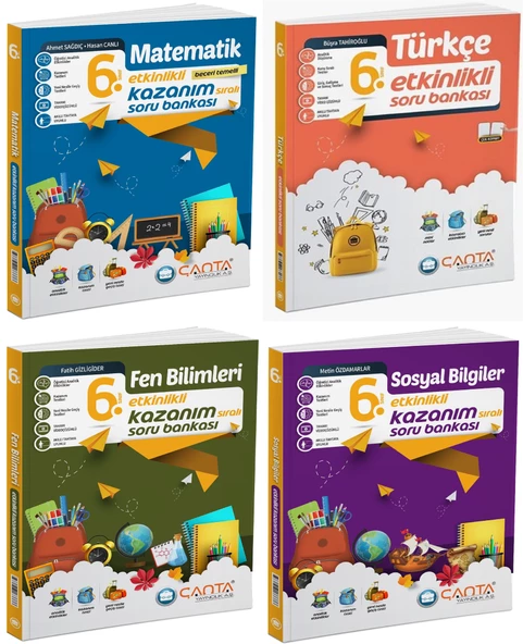 Çanta 2025 6. Sınıf Matematik + Türkçe + Fen + Sosyal Etkinlikli Kazanım Soru Seti 4 Kitap
