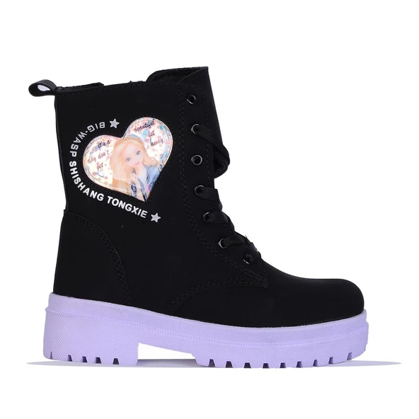 Twingo 2160 Siyah-Lila Zümrüt Kürklü Kız Çocuk Bot - Resim 2