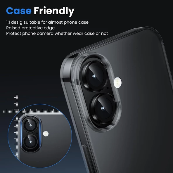 Shaza iPhone 16 / iPhone 16 Plus Safir Kamera Lens Koruyucu 2li Set - 5