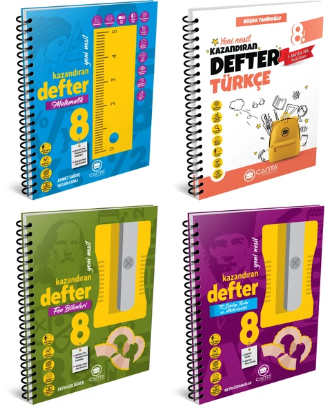 Çanta 2025 8. Sınıf Lgs Matematik + Türkçe + Fen + İnkılap Kazandıran Defter Seti 4 Kitap