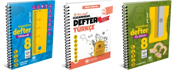 Çanta 2025 8. Sınıf Lgs Matematik + Türkçe + Fen Kazandıran Defter Seti 3 Kitap