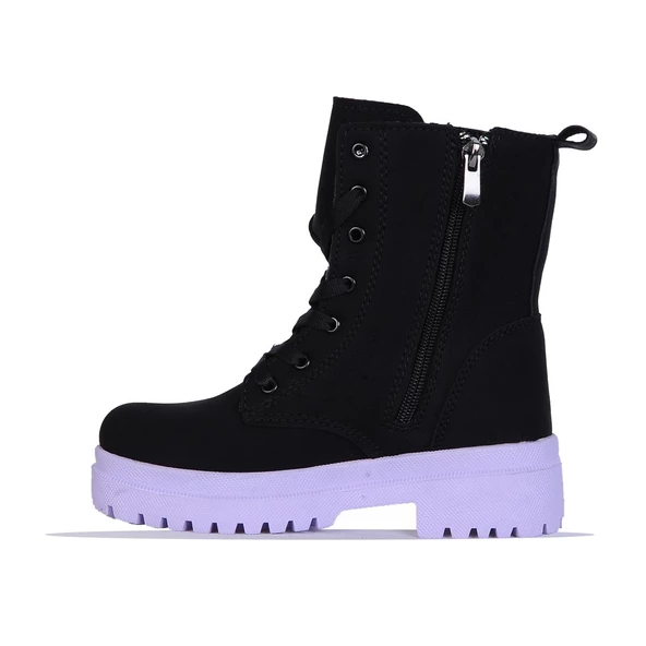 Twingo 2160 Siyah-Lila Zümrüt Kürklü Kız Çocuk Bot - Resim 3