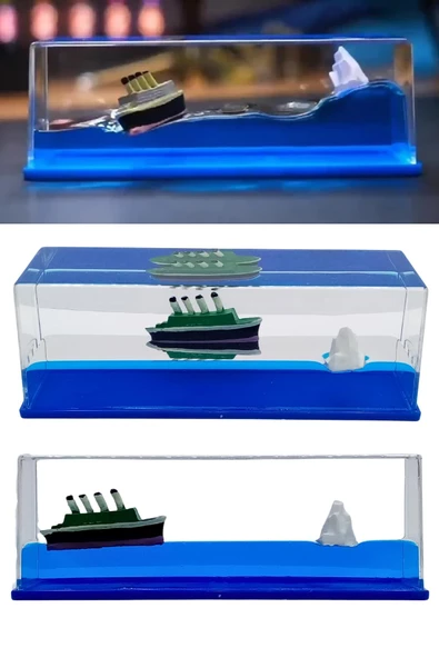 Cam Deniz İçinde Batmayan Gemi Titanik ve Buzdağı 15 cm - 7