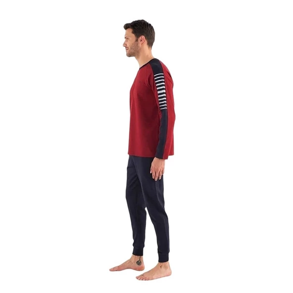 Mod Collection Sıfır Yaka Pamuklu Bilekli Erkek Pijama Takım - 2