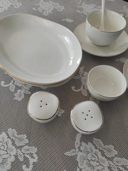 New Bone Porselen Gold Yaldızlı 32 Parça Kahvaltı Takımı fk.123 - 5