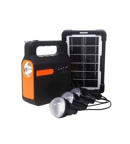 Kamp Lambası Güneş Enerjili Aydınlatma Sistemi 3Ampul,Powerbank,Işıldak,Radyo,Müzik Speaker,USB/TF 6000 Mah-GSU-200 - 9