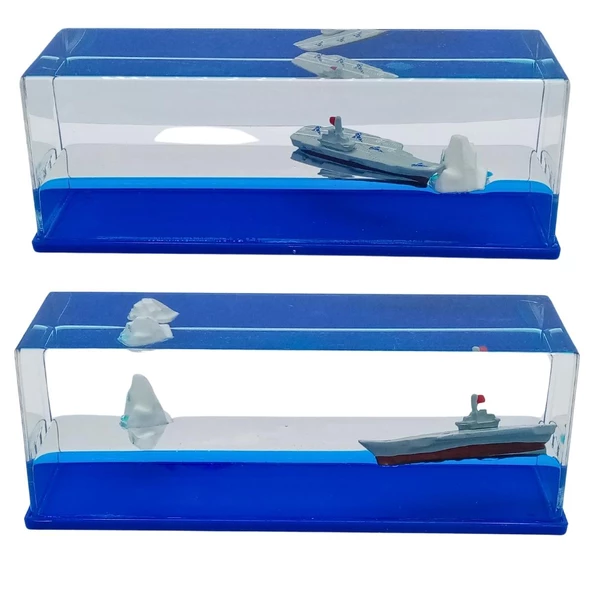 Cam Deniz İçinde Batmayan Uçak Gemisi ve Buzdağı 15 cm - Resim 3