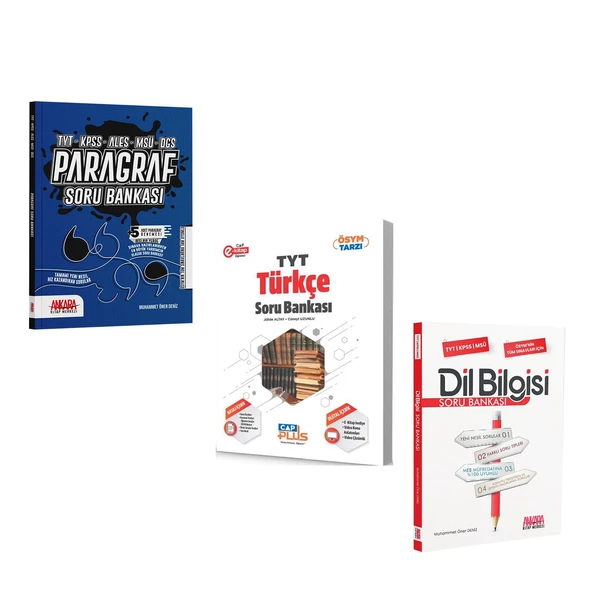 Çap TYT Türkçe ve AKM Paragraf Dil Bilgisi Soru Bankası Seti 3 Kitap ürün görseli 1
