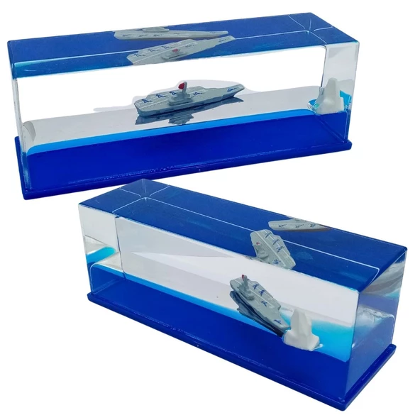 Cam Deniz İçinde Batmayan Uçak Gemisi ve Buzdağı 15 cm - Resim 4