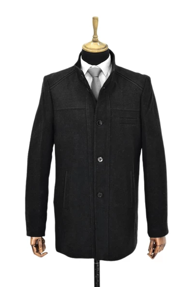 Erkek Hakim Yaka Kaşe Kaban 9460 BGL-ST03990 - Resim 3