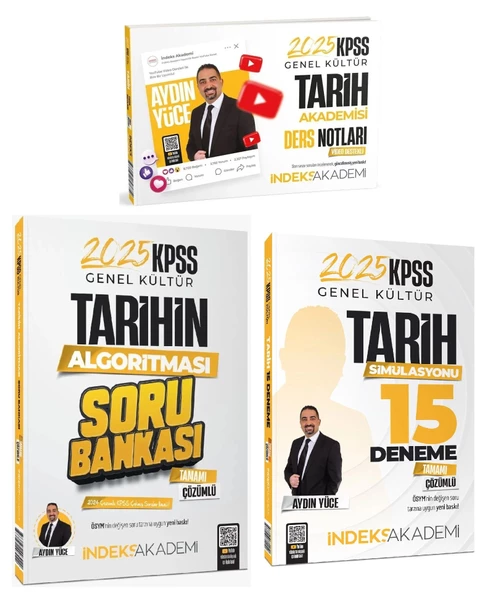 İndeks Akademi 2025 KPSS Tarih Akademisi Video Ders Notları + Soru+ 15 Deneme 3 lü Set - Aydın Yüce