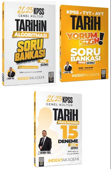 İndeks Akademi 2025 KPSS Tarih Soru Bankası + 15 Deneme 3 lü Set - Aydın Yüce İndeks Akademi