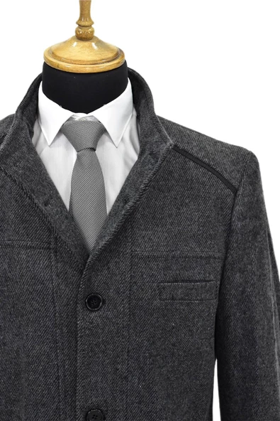 Erkek Hakim Yaka Kaşe Kaban 9460 BGL-ST03990 - Resim 9