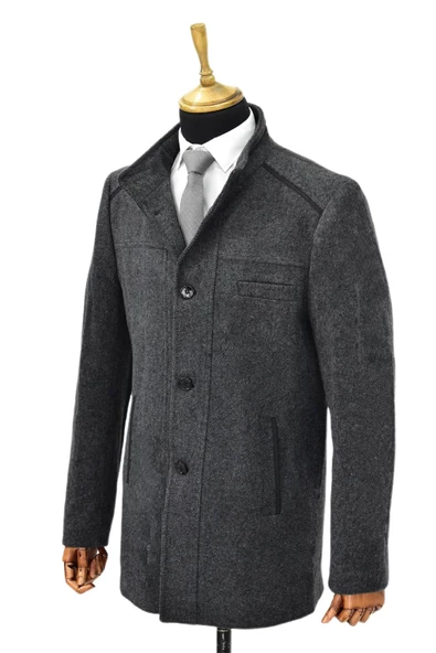 Erkek Hakim Yaka Kaşe Kaban 9460 BGL-ST03990 - Resim 7