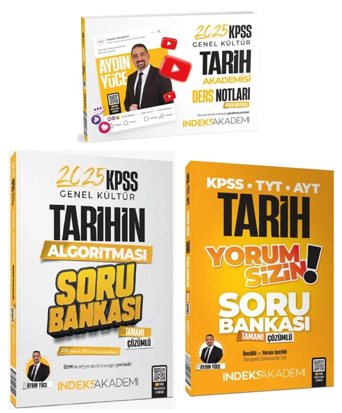 İndeks Akademi 2025 KPSS Tarih Akademisi Video Ders Notları + Soru Bankası 3 lü Set - Aydın Yüce