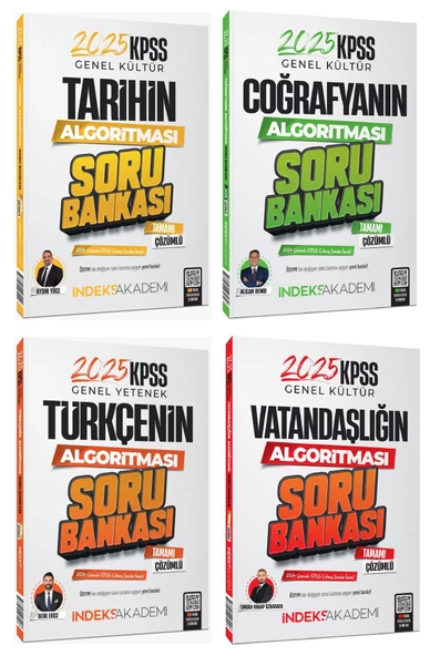 İndeks Akademi 2025 KPSS Türkçe+Tarih+Coğrafya+Vatandaşlık Algoritması Soru Bankası 4 lü Set İndeks - 1