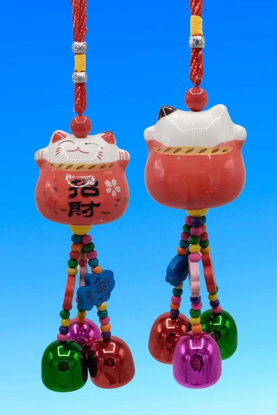 Feng Shui Maneki Neko Şans Kedisi Kırmızı No.3 - 7