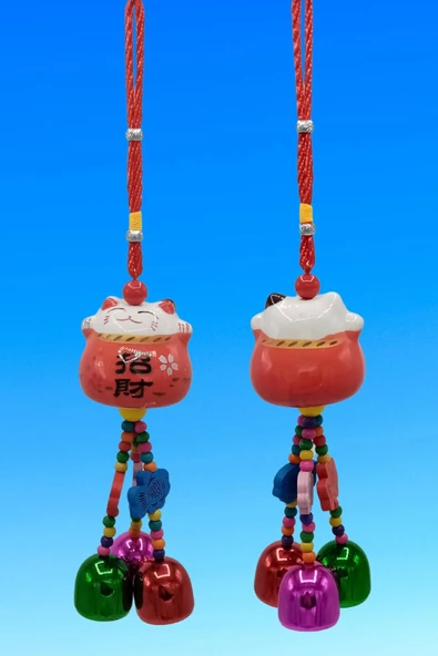 Feng Shui Maneki Neko Şans Kedisi Kırmızı No.3 - 9