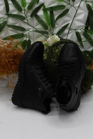 Mehmet Mete 4001 Siyah Rahat Yumuşak Orijinal Hakiki Deri Kadın Bot - Resim 5