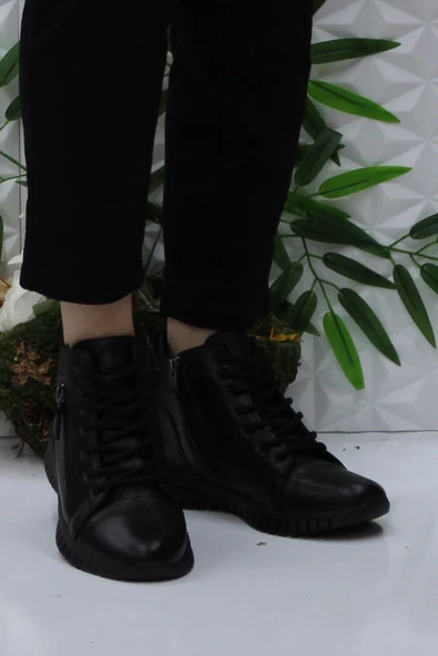 Mehmet Mete 4001 Siyah Rahat Yumuşak Orijinal Hakiki Deri Kadın Bot - Resim 2