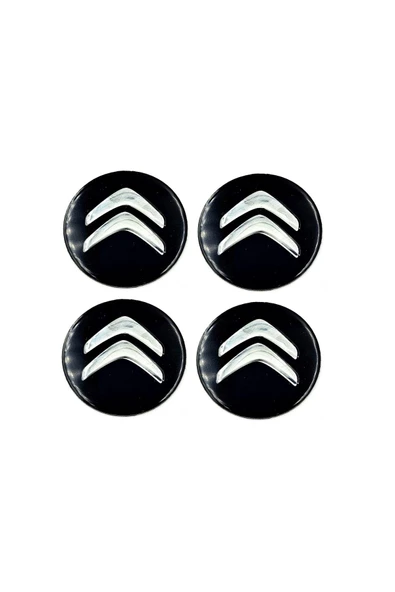 Citroen Jant Göbeği Arması Siyah Sticker 4'lü Set 55 Mm (5,5 CM GENİŞLİK) - 2