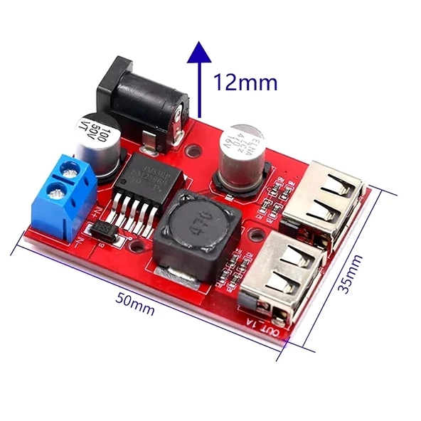 LM2596S Çift Usb Voltaj Düşürücü Modül 6-40V Giriş-5V 3A Çıkış - Resim 5