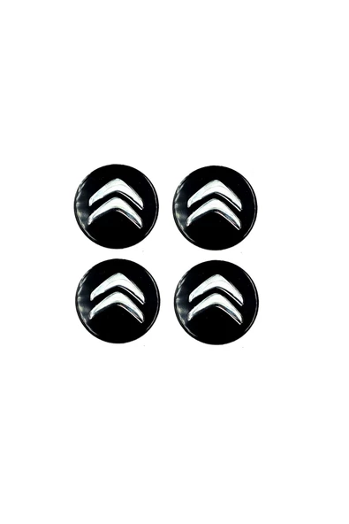 Citroen Jant Göbeği Arması Siyah Sticker 4'lü Set 55 Mm (5,5 CM GENİŞLİK)