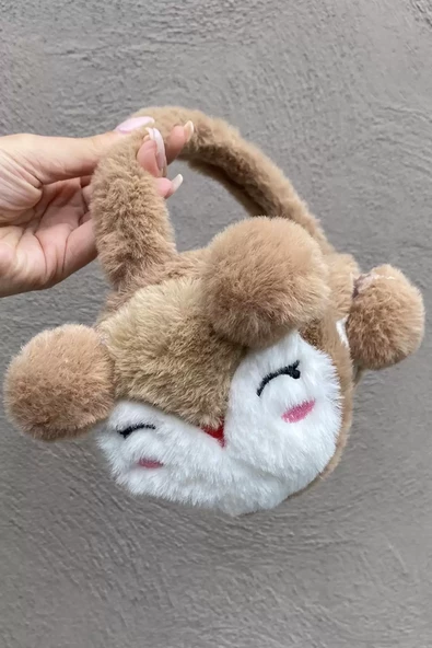 Kahverengi Ayıcık Figürlü Peluş Kulaklık - 2