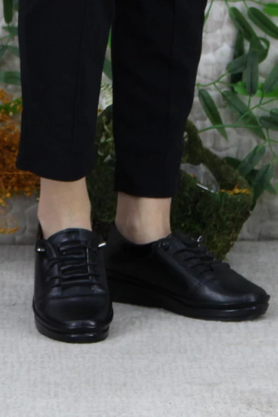 Fort Safir 1212 Siyah Ortopedik Anne Ayakkabısı Klasik Ayakkabı Kadın Günlük Ayakkabı - Resim 2