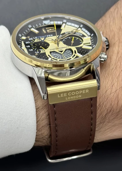 Lee Cooper Orijinal 2 Yıl Garantili Su Geçirmez Deri Kordon Fonksiyonlu Erkek Kol Saati - Resim 2
